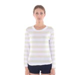 Horizontal Stripes - White and Beige Women s Long Sleeve T-shirt