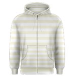 Horizontal Stripes - White and Beige Men s Zipper Hoodie