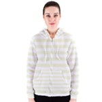 Horizontal Stripes - White and Beige Women s Zipper Hoodie