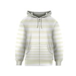 Horizontal Stripes - White and Beige Kid s Zipper Hoodie