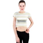 Horizontal Stripes - White and Beige Crew Neck Crop Top