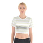 Horizontal Stripes - White and Beige Cotton Crop Top