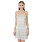 Horizontal Stripes - White and Beige Satin Night Slip