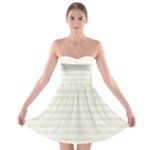 Horizontal Stripes - White and Beige Strapless Bra Top Dress