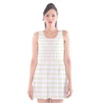 Horizontal Stripes - White and Beige Scoop Neck Skater Dress