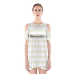 Horizontal Stripes - White and Beige Women s Cutout Shoulder Dress