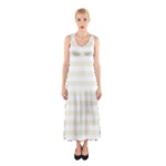 Horizontal Stripes - White and Beige Full Print Maxi Dress