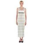 Horizontal Stripes - White and Beige Fitted Maxi Dress