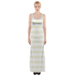 Horizontal Stripes - White and Beige Maxi Thigh Split Dress