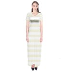 Horizontal Stripes - White and Beige Short Sleeve Maxi Dress