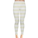 Horizontal Stripes - White and Beige Women s Leggings