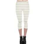 Horizontal Stripes - White and Beige Capri Leggings