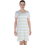 Horizontal Stripes - White and Beige Short Sleeve Nightdress