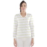 Horizontal Stripes - White and Beige Wind Breaker (Women)