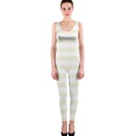 Horizontal Stripes - White and Beige OnePiece Catsuit