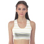 Horizontal Stripes - White and Beige Women s Sports Bra