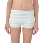 Horizontal Stripes - White and Beige Reversible Boyleg Bikini Bottoms