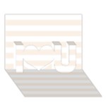 Horizontal Stripes - White and Linen I Love You 3D Greeting Card (7x5)