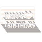 Horizontal Stripes - White and Linen Happy Birthday 3D Greeting Card (8x4)