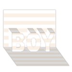 Horizontal Stripes - White and Linen BOY 3D Greeting Card (7x5)