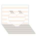 Horizontal Stripes - White and Linen Heart 3D Greeting Card (7x5)