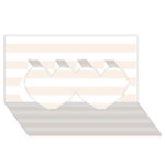 Horizontal Stripes - White and Linen Twin Hearts 3D Greeting Card (8x4)