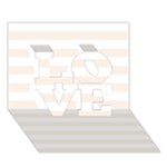 Horizontal Stripes - White and Linen LOVE 3D Greeting Card (7x5)