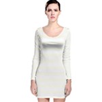 Horizontal Stripes - White and Ivory Long Sleeve Velvet Bodycon Dress