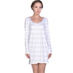 Horizontal Stripes - White and White Smoke Long Sleeve Nightdress