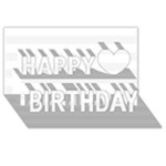 Horizontal Stripes - White and White Smoke Happy Birthday 3D Greeting Card (8x4)