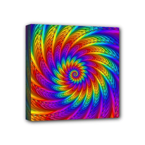 Psychedelic Rainbow Spiral Mini Canvas 4  x 4  (Stretched) from ArtsNow.com