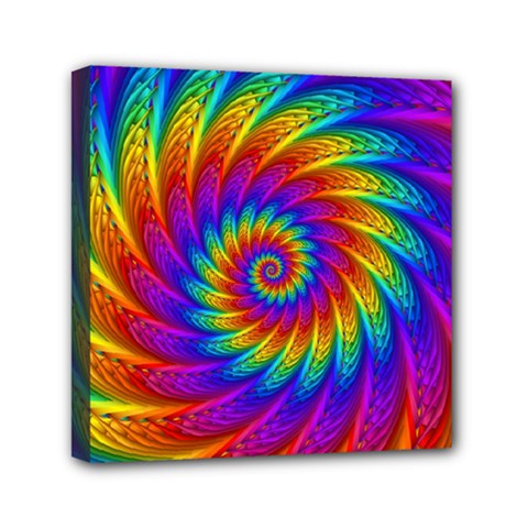 Psychedelic Rainbow Spiral Mini Canvas 6  x 6  (Stretched) from ArtsNow.com