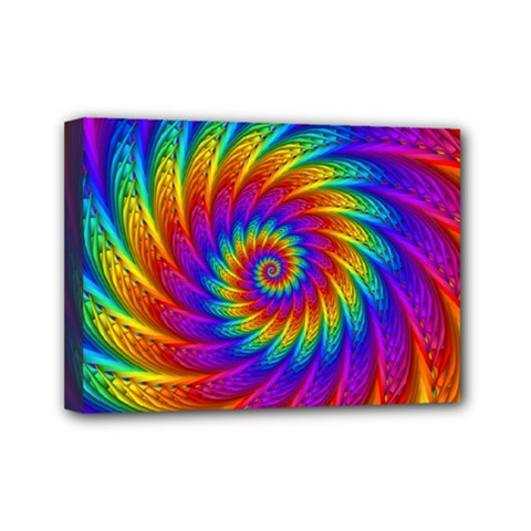 Psychedelic Rainbow Spiral Mini Canvas 7  x 5  (Stretched) from ArtsNow.com