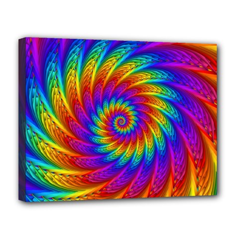 Psychedelic Rainbow Spiral Canvas 14  x 11  (Stretched) from ArtsNow.com