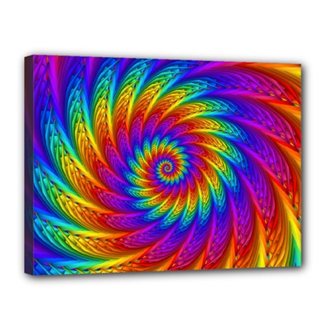 Psychedelic Rainbow Spiral Canvas 16  x 12  (Stretched) from ArtsNow.com