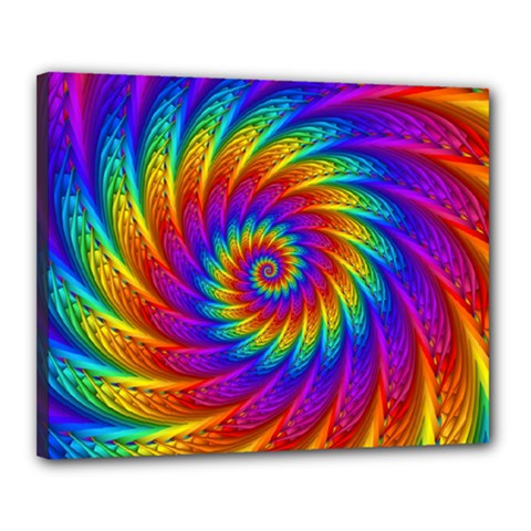 Psychedelic Rainbow Spiral Canvas 20  x 16  (Stretched) from ArtsNow.com