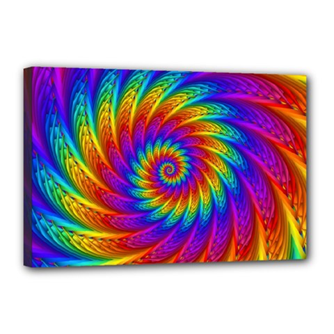 Psychedelic Rainbow Spiral Canvas 18  x 12  (Stretched) from ArtsNow.com