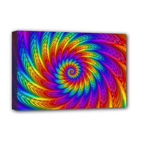 Psychedelic Rainbow Spiral Deluxe Canvas 18  x 12  (Stretched) from ArtsNow.com