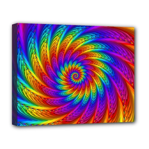 Psychedelic Rainbow Spiral Deluxe Canvas 20  x 16  (Stretched) from ArtsNow.com