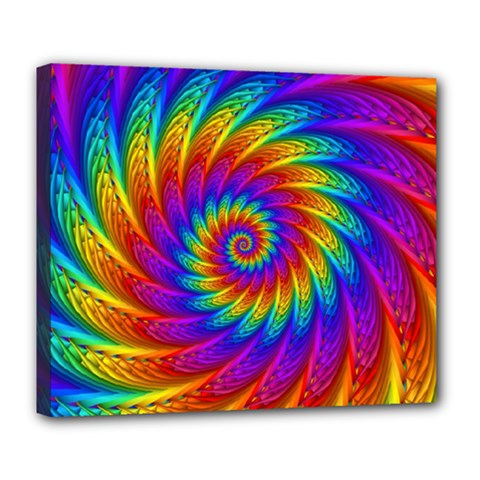 Psychedelic Rainbow Spiral Deluxe Canvas 24  x 20  (Stretched) from ArtsNow.com