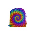 Psychedelic Rainbow Spiral Drawstring Pouch (Medium)