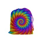 Psychedelic Rainbow Spiral Drawstring Pouch (Large)