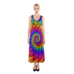 Psychedelic Rainbow Spiral Sleeveless Maxi Dress