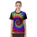 Psychedelic Rainbow Spiral Women s Sport Mesh Tee