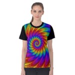 Psychedelic Rainbow Spiral Women s Cotton Tee