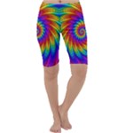 Psychedelic Rainbow Spiral Cropped Leggings 