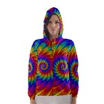 Psychedelic Rainbow Spiral Hooded Wind Breaker (Women)