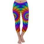 Psychedelic Rainbow Spiral Capri Winter Leggings 