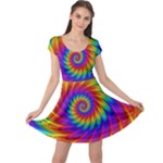 Psychedelic Rainbow Spiral Cap Sleeve Dress