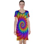 Psychedelic Rainbow Spiral Short Sleeve Nightdress